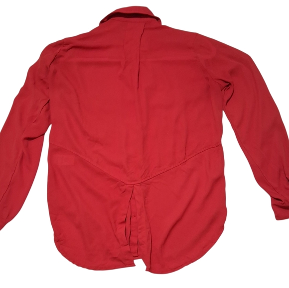 SALE EUC Sam Edelman Sz. M Red V-Neck Button Down Long Sleeve Top - Picture 3 of 12